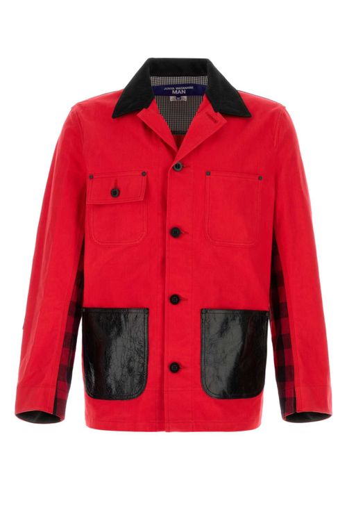 Color-Block Cotton Jacket — Red