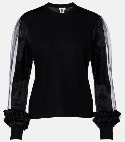 Tulle-trimmed wool sweater