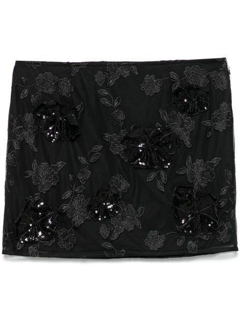 Mesh flower mini skirt - Black