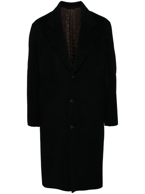 Wool-blend single-breasted coat - Black