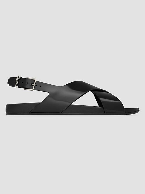 Men's Helios Sandals in Glazed Leather - Black