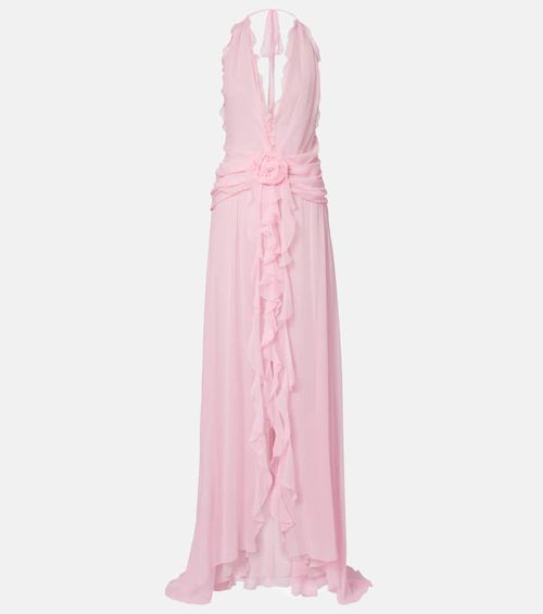 Ruffled silk georgette maxi dress