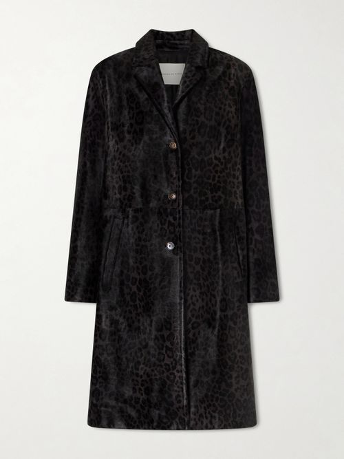 Gabriele Leopard-print Calf Hair Coat - Gray