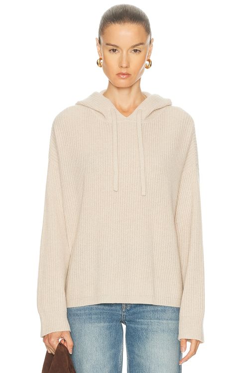 Jenni Kayne Cashmere Fisherman Hoodie in Oatmeal - Beige. XS also in S, M