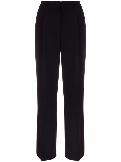 Straight-leg pleated trousers - Black