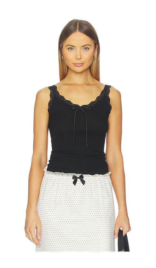 Tanner Fletcher Flo Lace Trim Tank Top in Black. 2/M also /XS, 1/S
