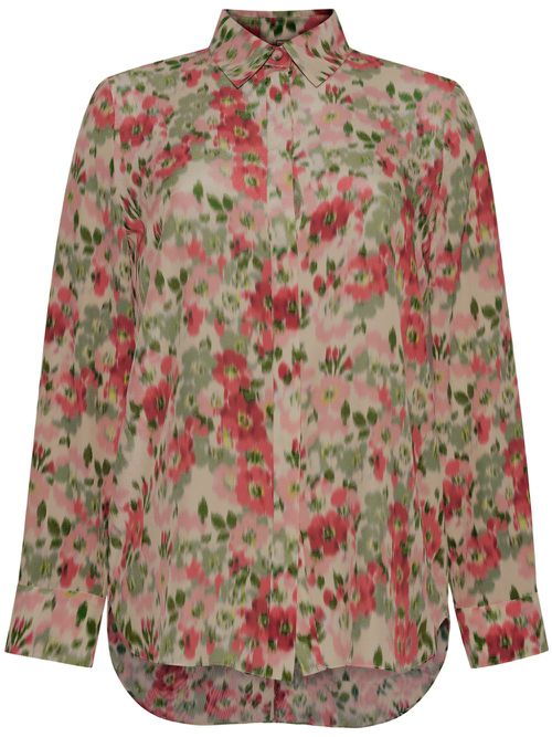 Floral-print silk shirt - Neutrals