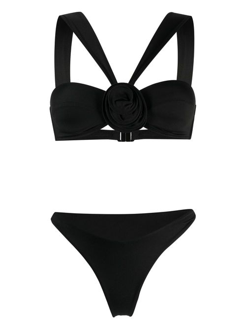 Flower-detail bikini set - Black