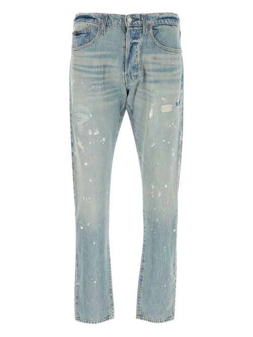 Paint-splattered straight jeans - Blue