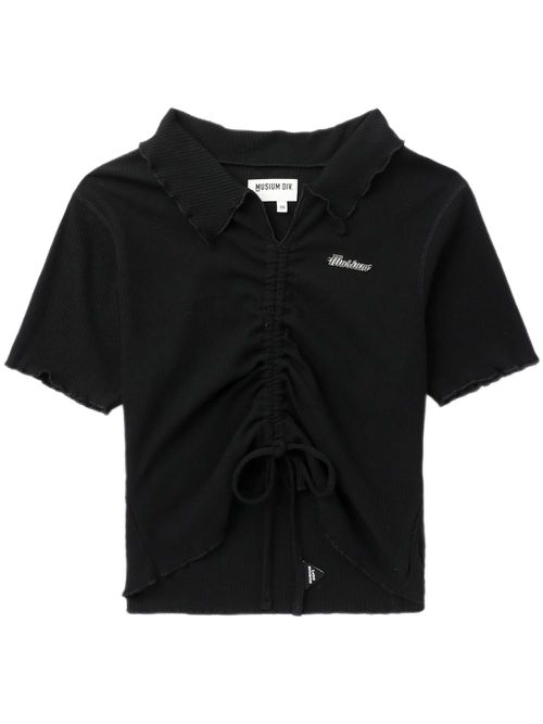 Logo-plaque draped T-shirt - Black