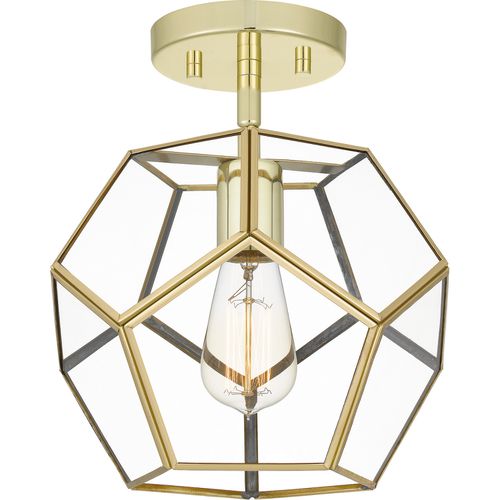 Quoizel Semi-Flush Mount 1-Light Semi-Flush Mount in Polished Bra