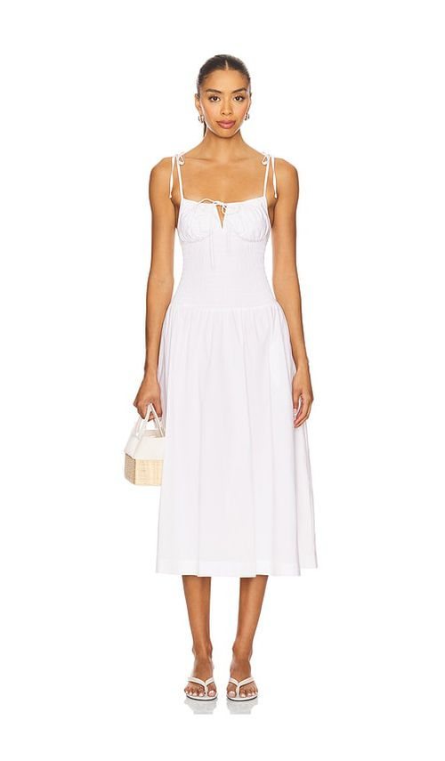 GUIZIO Lura Midi Dress in White. M. Also in