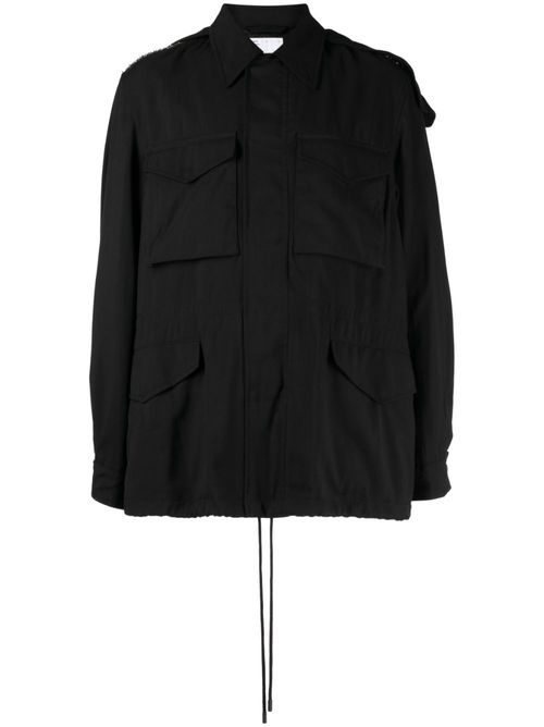 Contrasting panel-detail jacket - Black