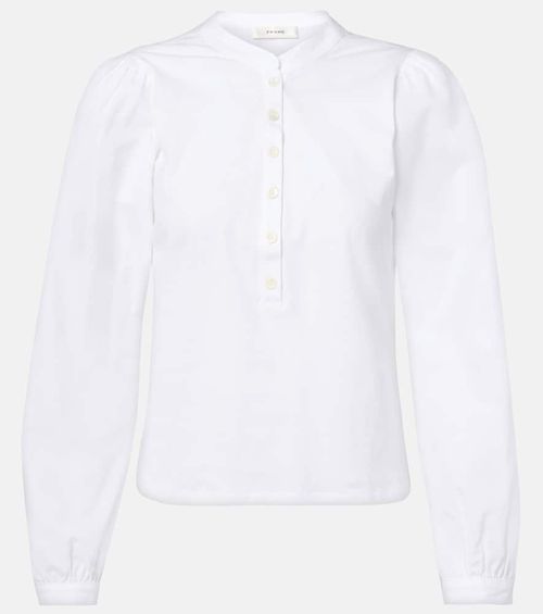 Puff-sleeve cotton blouse