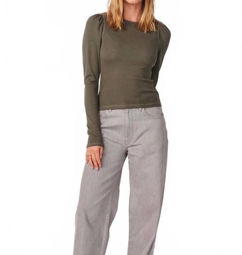 Puff Long Sleeve Top In Signature Green