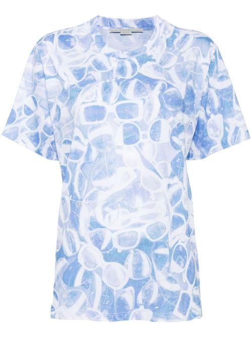 Sunglasses-print T-shirt - Blue