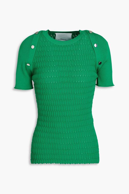 Button-embellished knitted top