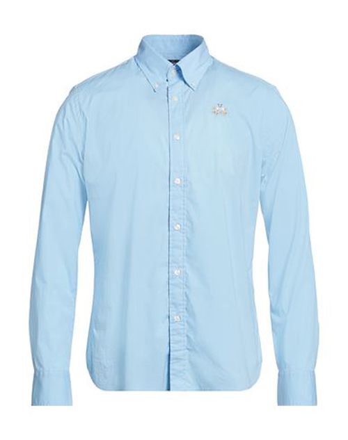 La Martina Man Shirt Light blue Size XL Cotton, Elastane