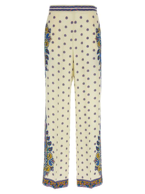 Jacquard Floral Print Trouser — White