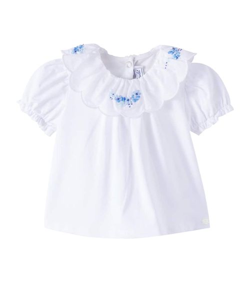 Floral embroidered cotton top