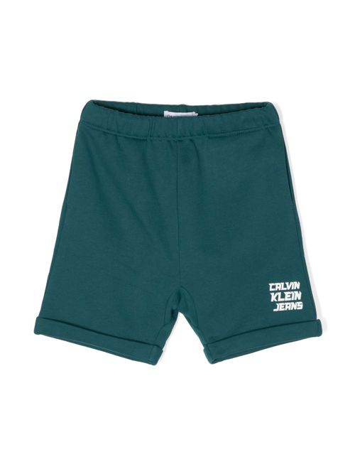 Logo-print cotton shorts - Green