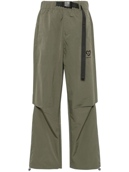 Belted straight-leg cargo pants - Green