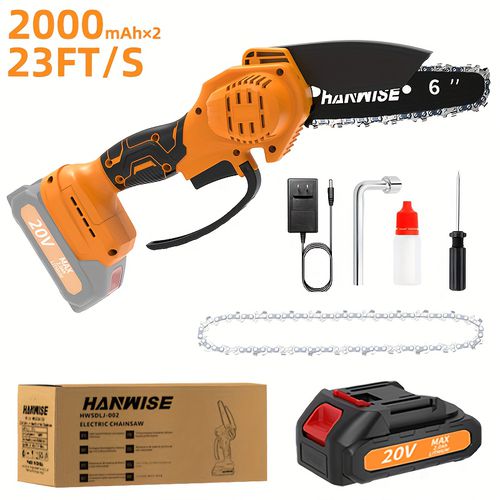 TEMU Hanwise 20v Cordless Chainsaw 6/12 Inch Chain Saw -inch Cordless Lithium Chain Saw: A Professional Garden Saw Used For Wood Cutting And Tree