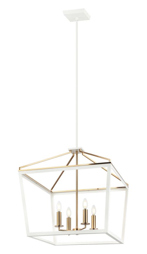 Mavonshire 4-Light Chandelier in White with Aged Gold Bra