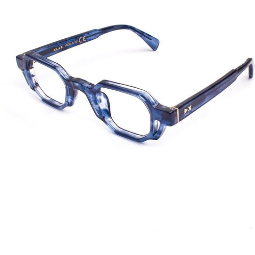 XLAB Unisex Kos fotocromatico Montature da vista Acetato Blu striato Squadrata Demo
