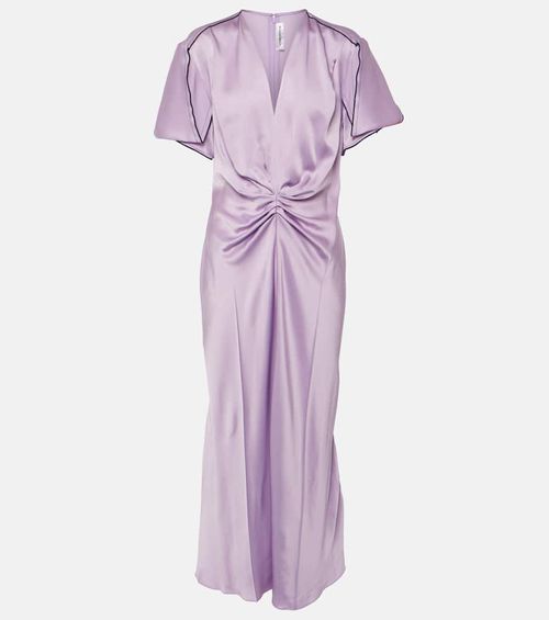 Gathered satin midi dress