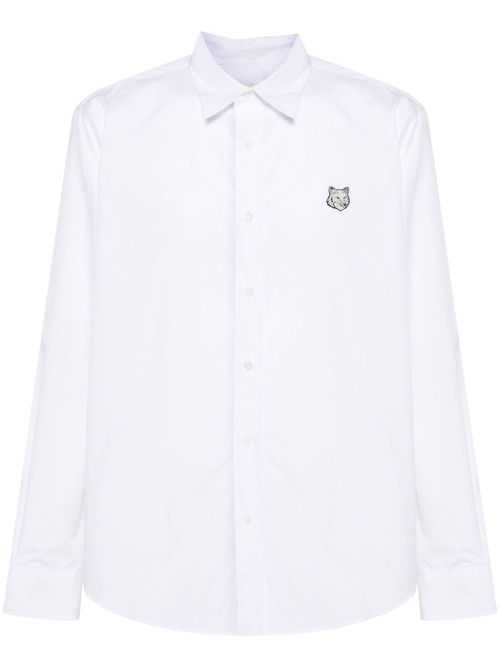 Fox-patch cotton shirt - White