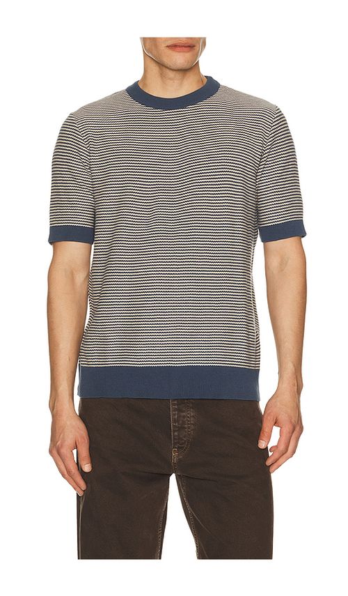 Far Afield Newport Knitted Tee in Blue. L. Also in S, M, XL/1X