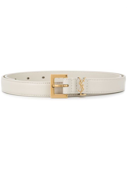 YSL NARROW MONOGRAM BELT WITH
SQUARE BUCKLE IN LACQUERED
LEATHER Saint Laurent Monogram Thin Belt | Black | FARFETCH main image 3