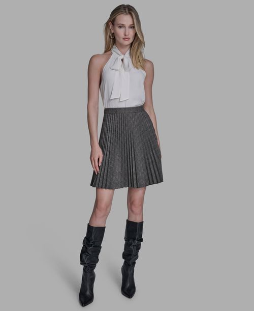 Women's Pleated Skirt - Truffle Multi
