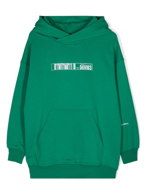 DGVIB3-print cotton hoodie - Green