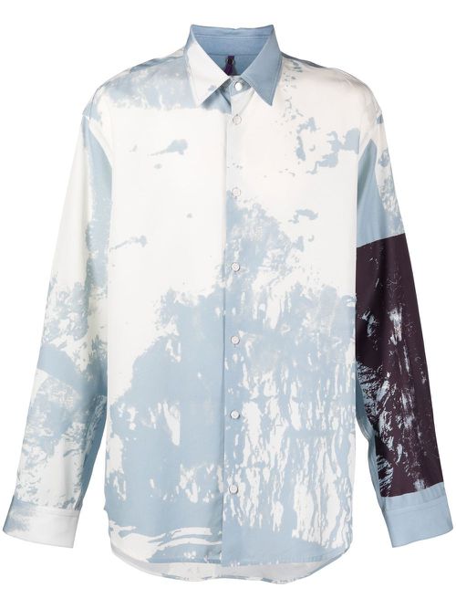 Graphic-print long-sleeved shirt - Blue
