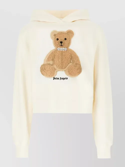 Palm Angels - cropped hooded top ribbed cuff