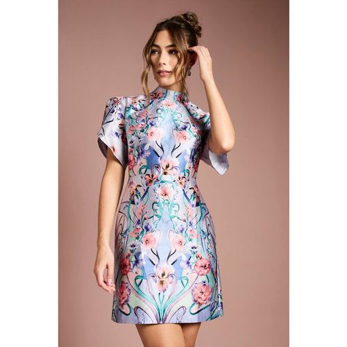 Coast Women's Floral Placed Tulip Sleeve Mini Dress in Blue