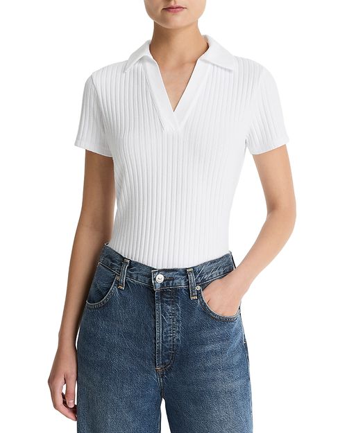 Ribbed Knit Polo