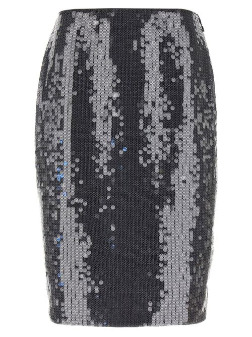 Sequin Midi Skirt — Black