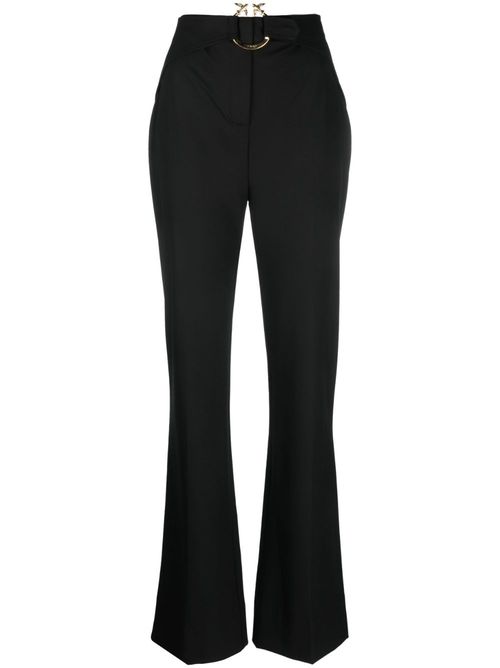 Buckle-embellishment flared trousers - Black