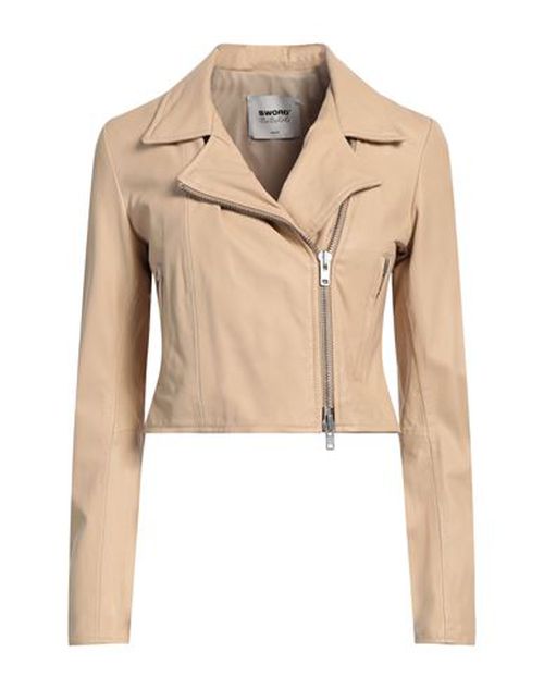 Woman Jacket Beige Size 6 Leather
