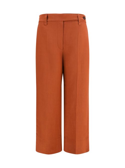 Viscose and Linen Twill Trousers — Orange