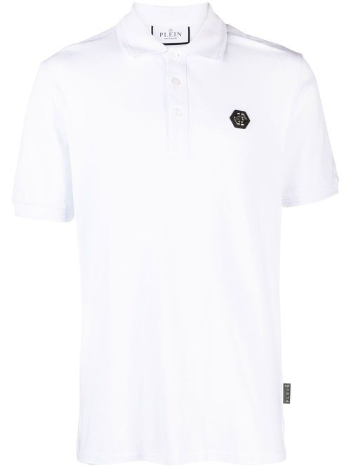 Skull-print polo shirt - White
