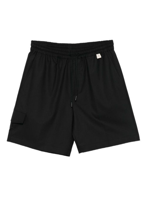 Drawstring-waist track shorts - Black