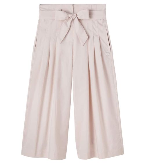 Pleated belted cotton pants