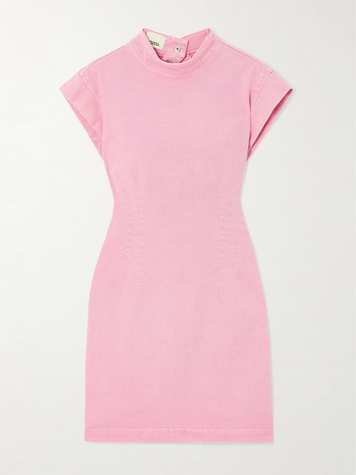 Nina Open-back Denim Mini Dress - Pink