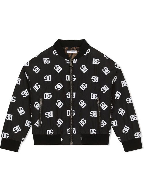 DG-logo quilted bomber jacket - Black