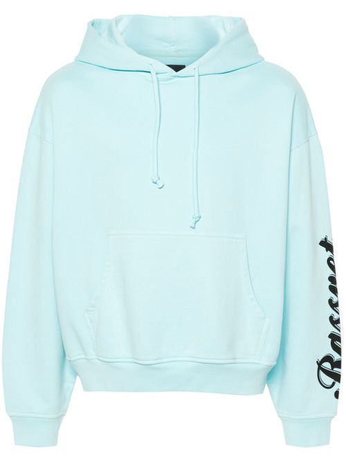 Logo-print cotton hoodie - Blue