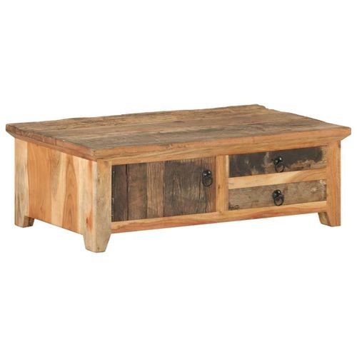 Berkfield Coffee Table 90x50x31 cm Solid Reclaimed Wood - Brown - Solid reclaimed wood with a natural washed finish, solid acacia wood with a natural finish